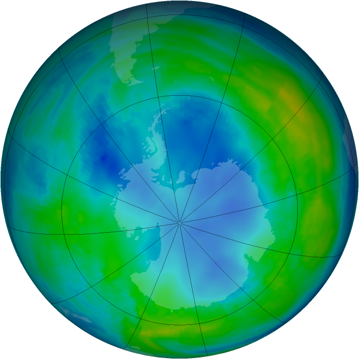 Antarctic ozone map for 10 May 1986
